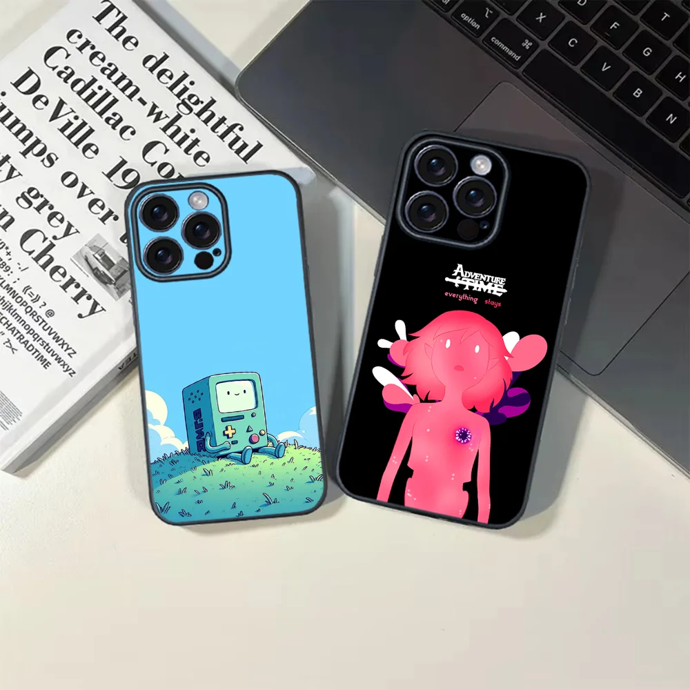 حافظة هاتف كارتون A-Adventures Time BMO لهاتف آيفون 16 15 14 13 12 11 PRO MAX PLUS حافظة صغيرة من مادة البولي يوريثان الناعمة والصديقة للبشرة