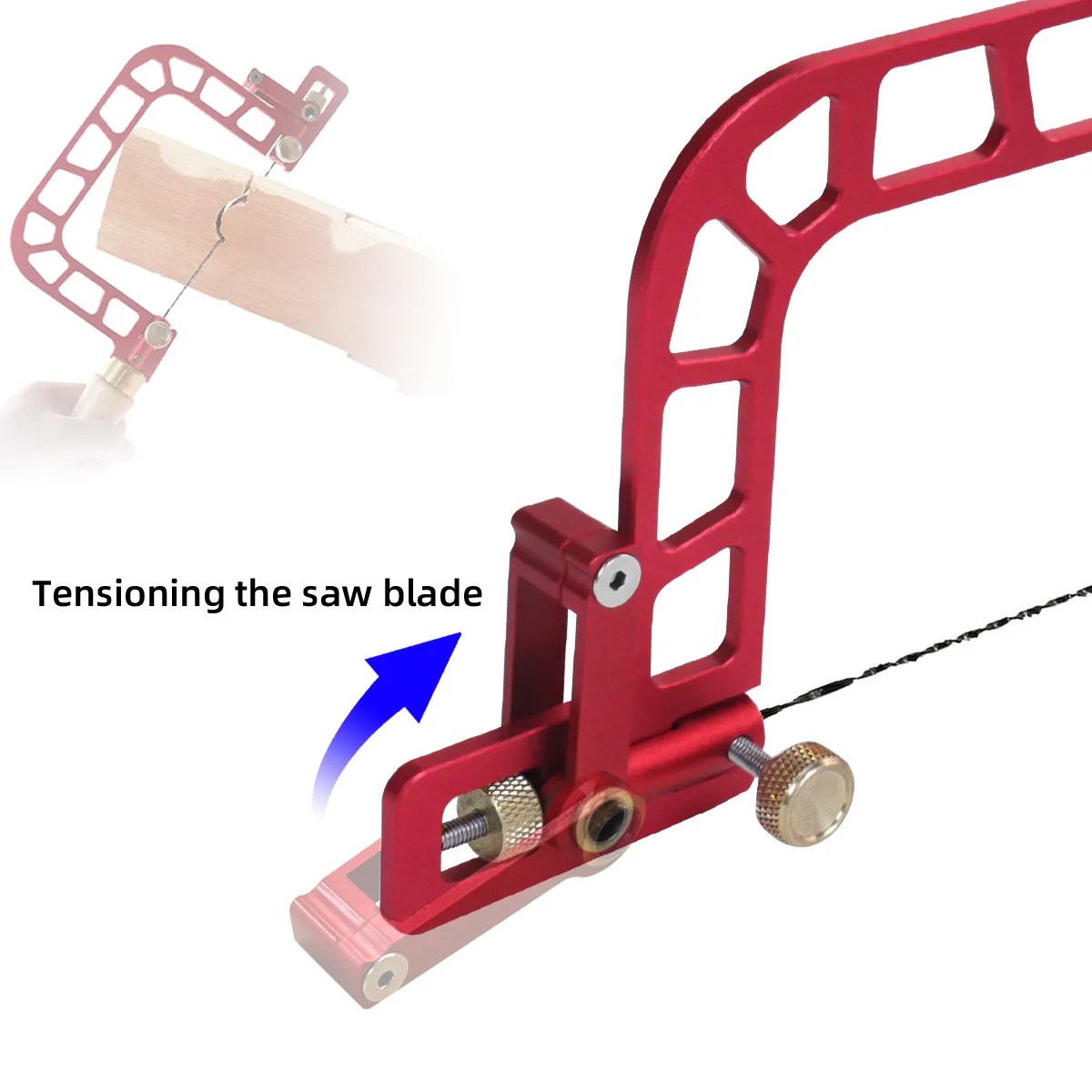 Woodworking Coping Saw Aluminum Alloy Frame Fret Saw with Replacement Blades Set for Jade Stone Ceramic Glass Wood Metal Cutting