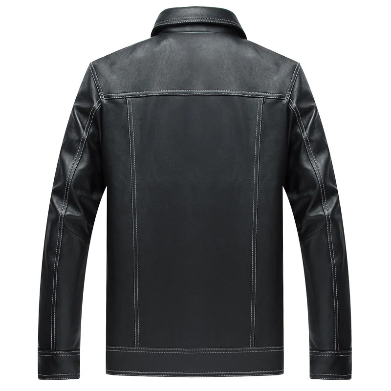 Leather Men Casual Genuine Coat Brand Luxury Real Leather Jacket Slim Lapel Black Pocket Sheep Leather Jacket Aviation Clothes