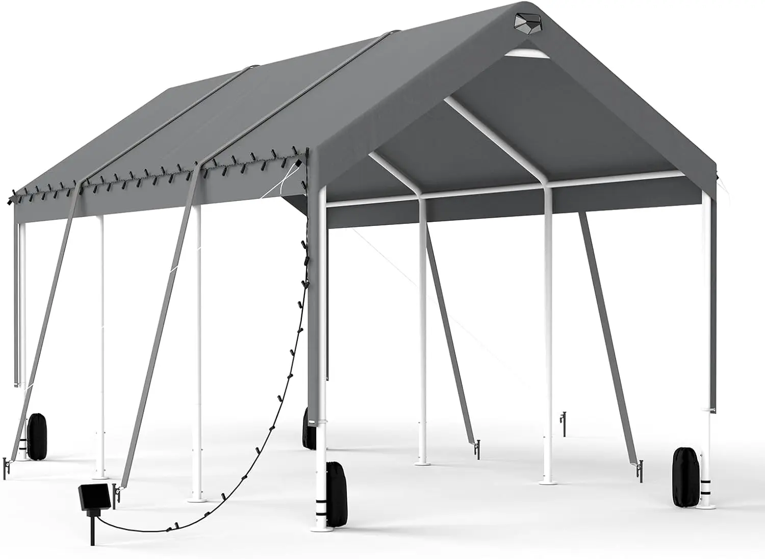 Heavy Duty, Carport Canopy, Portable Car Port Garage Adjustable Height, Car Shelter All Weather, Grey