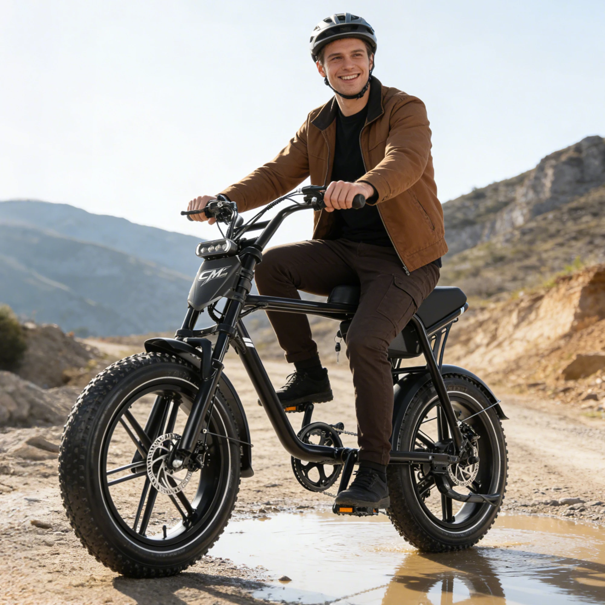 Bicicleta Eléctrica eBIKE 48V15Ah con Neumáticos Gruesos, Bicicleta Eléctrica de Montaña 20" × 4.0 con Frenos de Disco, 7 Velocidades, Bicicleta Eléctrica para Uso Urbano y Todoterreno, Enviada desde Polonia
