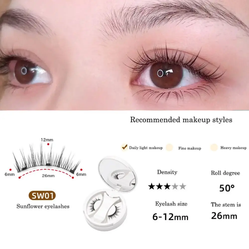 Cat Eye Magnetic False Eyelashes Long Lasting with Mirror Glue Free False Eyelashes Reusable Makeup Magnetic Eyelashes with Clip