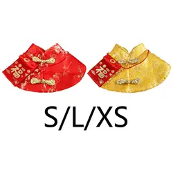 Chinese Style Cat New Year Clothes Cloak Chinese Fu Necktie Chinese Dress Tang Suit with Red Envelope Costume Dog Cape