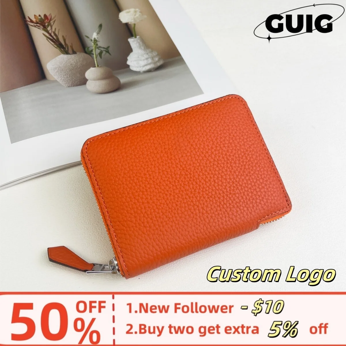 GUIG New Bags for Women Original Leather Custom Purse Ladies' wallets Women's Wallet Luxury Money Bags Mini Holder Pocket Walet