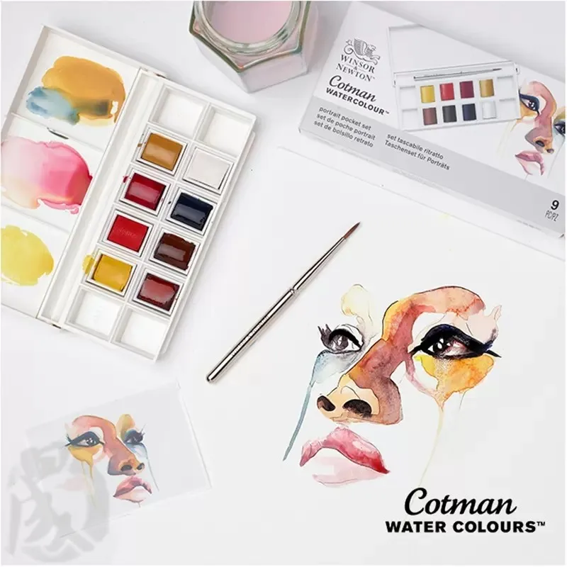 Imagem -06 - Winsor & Newton Cotman Metálico Aquarela Paint Conjunto Cor Meia Panelas Cores Paleta com Pincel para Iniciantes Aquarela Pintura