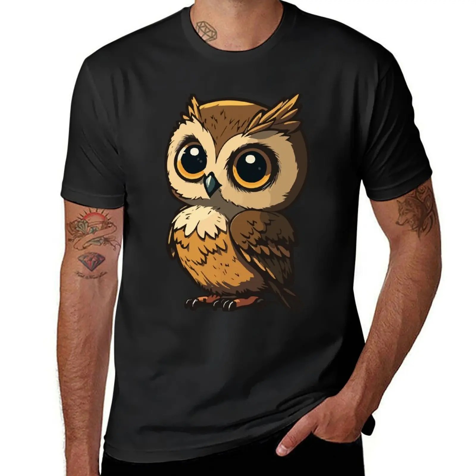 Cute Owl T-Shirt kawaii clothes heavyweights Aesthetic clothing plus size tops sweat shirts, men
