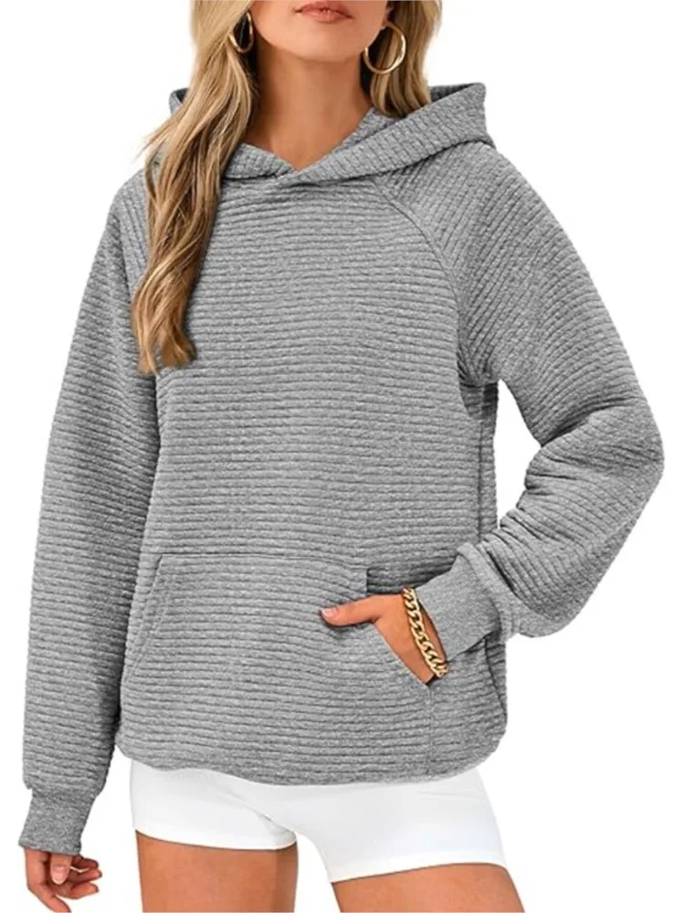 Fashion Pocket Hooded Long Sleeved Casual Hoodie Women\'s New Autumn Winter Simple Loose Sports Pullover Female Tops 2024