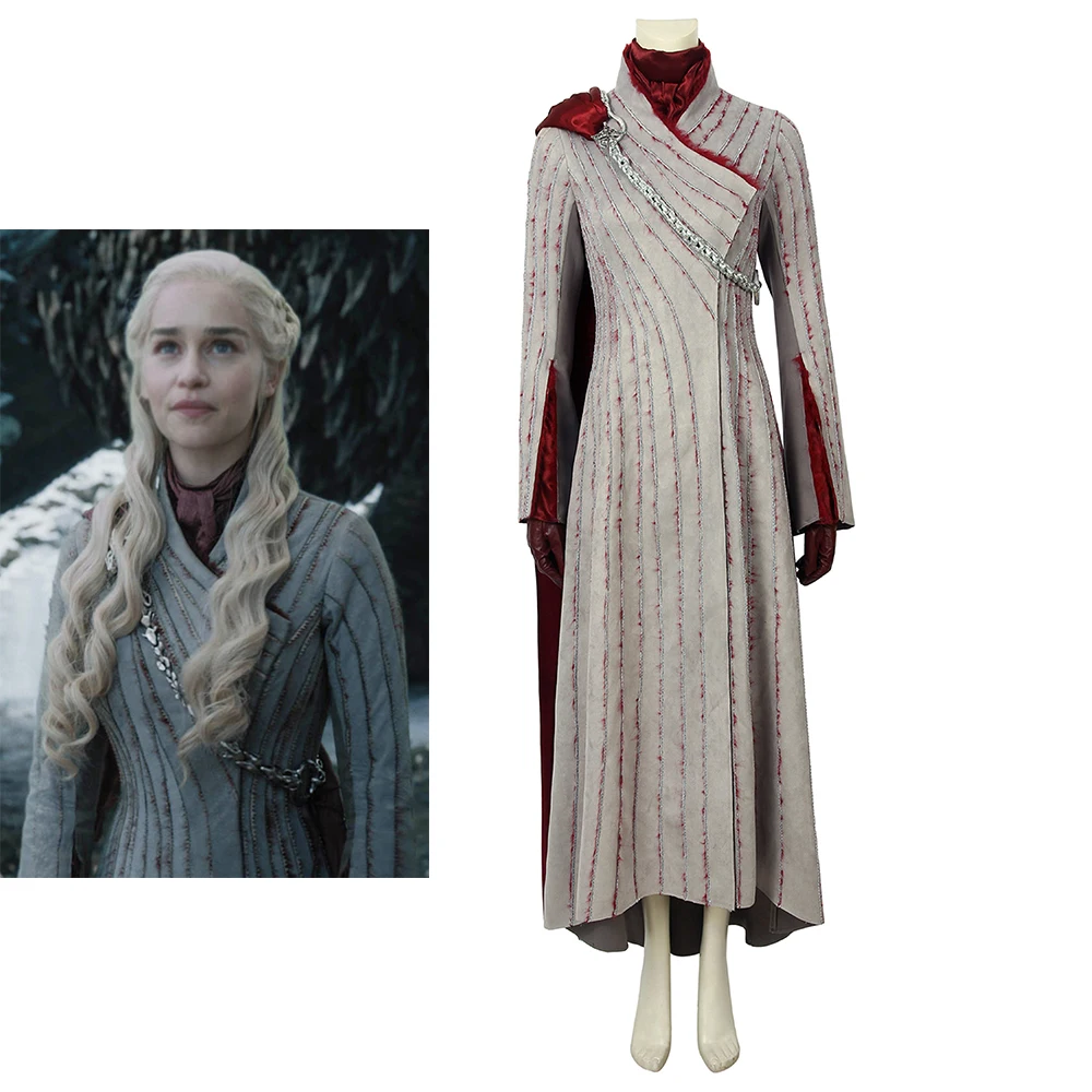 TV Daenerys Cosplay Queen Gown Women Exquisite Battle Dress with Cape Halloween Carnival Theme Party Combat Uniform Suit