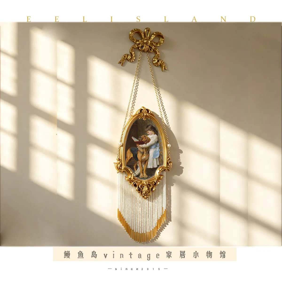 Medieval Home Furnishing Bow Decoration French Pearl Fringed Pendant Niche Bedroom Wall Hanging Decor Artistic Atmosphere