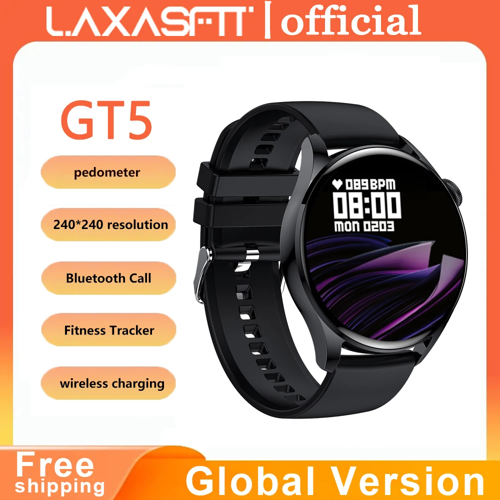 LAXASFIT 2024 New WATCH GT5 Smart Watch Bluetooth Voice Call Call Multi Sport Function Health Assistant Fashion Smart Watch Gift