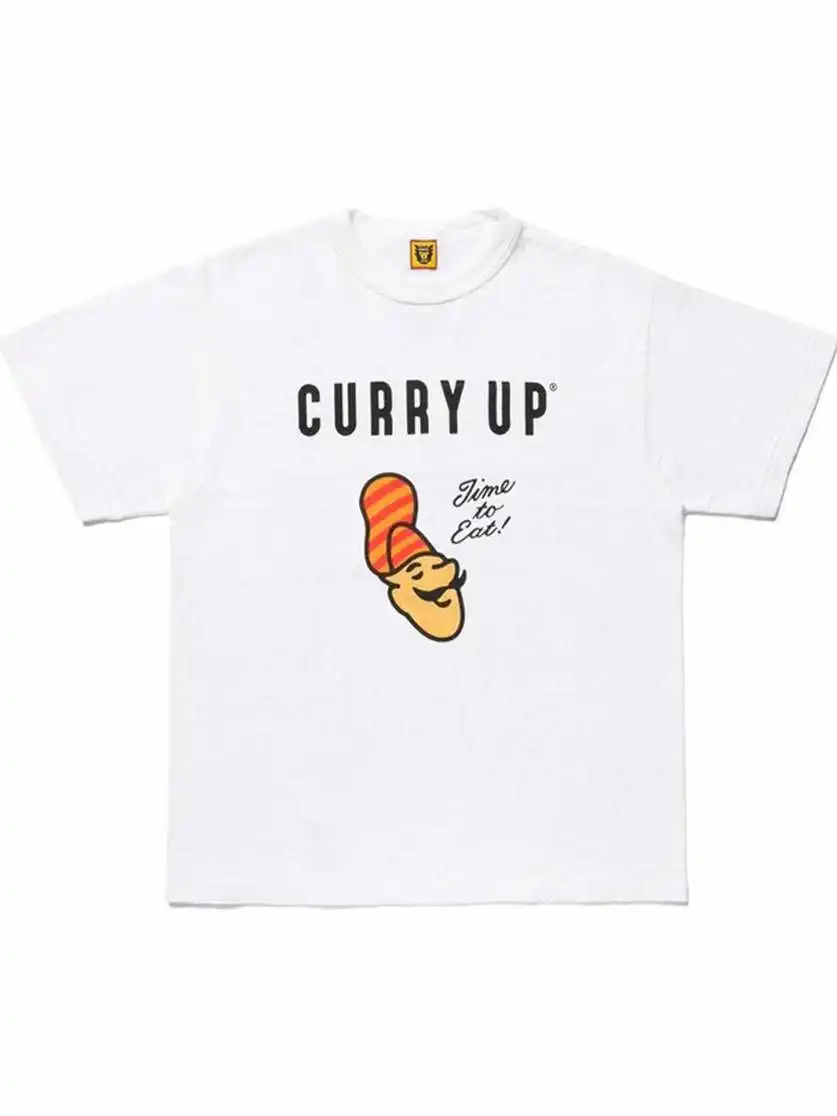 Camiseta Curry con estampado de letras ort Sve ex, Top informal de algodón japonés para hombres y mujeres