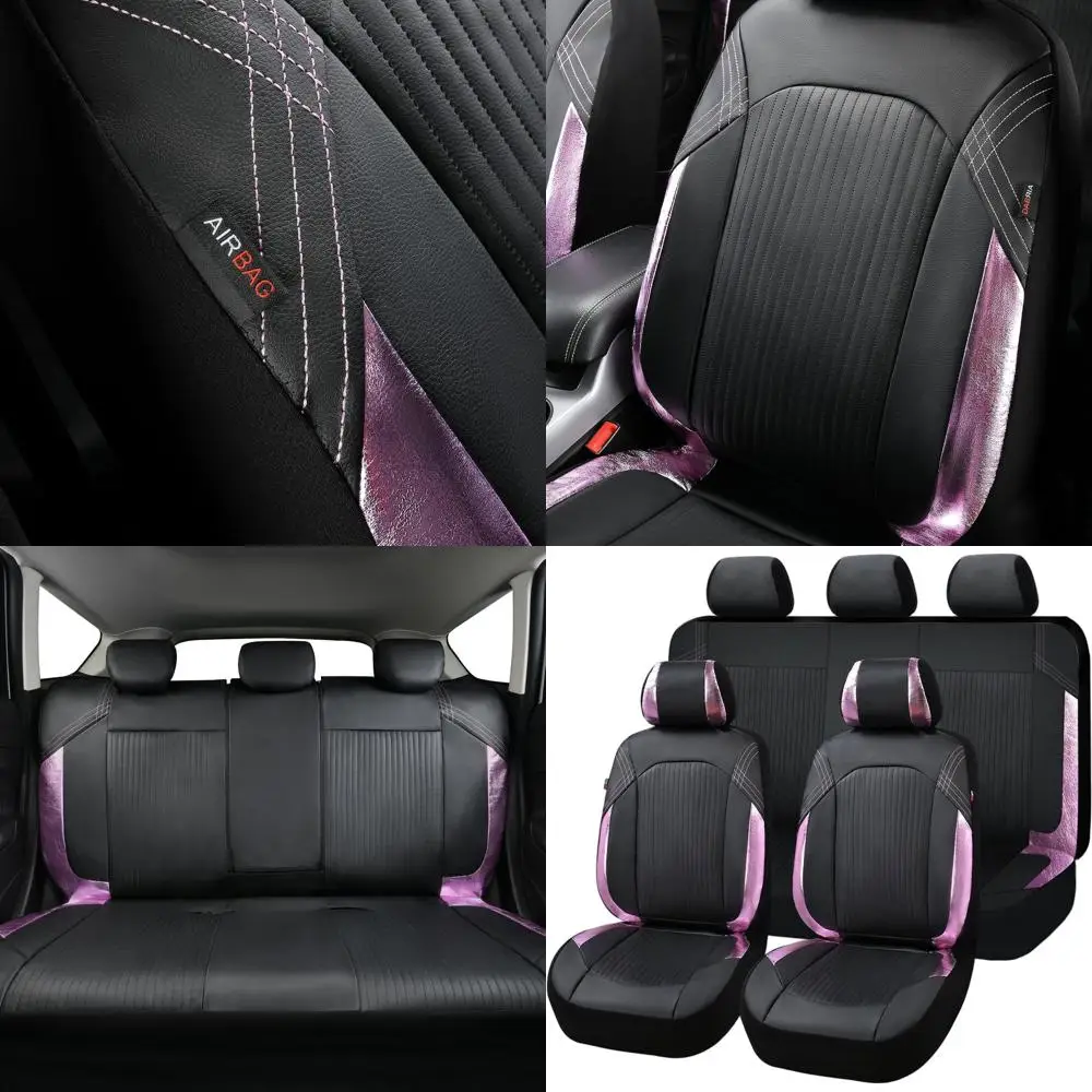 

Модные чехлы на автомобильные сиденья из синтетической кожи, простая установка, подстаканник в комплекте, черный и розовый, низкий ведро, полный комплект для F