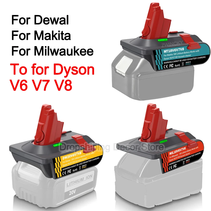 

Adapter for Makita/Dewal/Milwaukee 18V Lithium Battery Convert To For Dyson V6 V7 V8 Series Vacuum Cleaner Tool DC58 SV11 SV10
