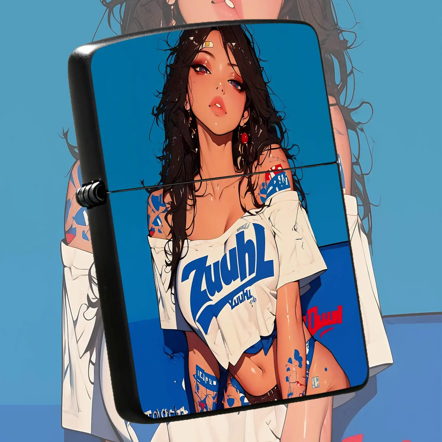 Trendy Retro Anime Girl Printed Lighter, Stylish High-Definition Art Pattern Portable Igniter, Multi-Scene Daily Use Tool For Home Outdoor, Perfect Exquisite Novelty Gift For Friends And Anime Lovers For Holiday Birthda A Humorous And Inter