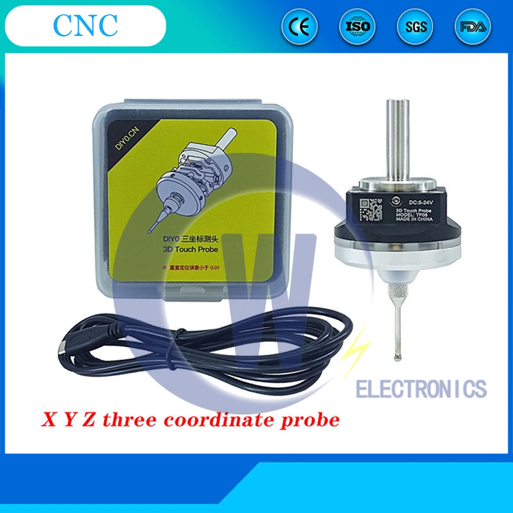 

CNC 2023 latest V6 anti-roll 3D Touch Probe edge finder to find the center desktop CNC probe compatible with mach3 and grbl