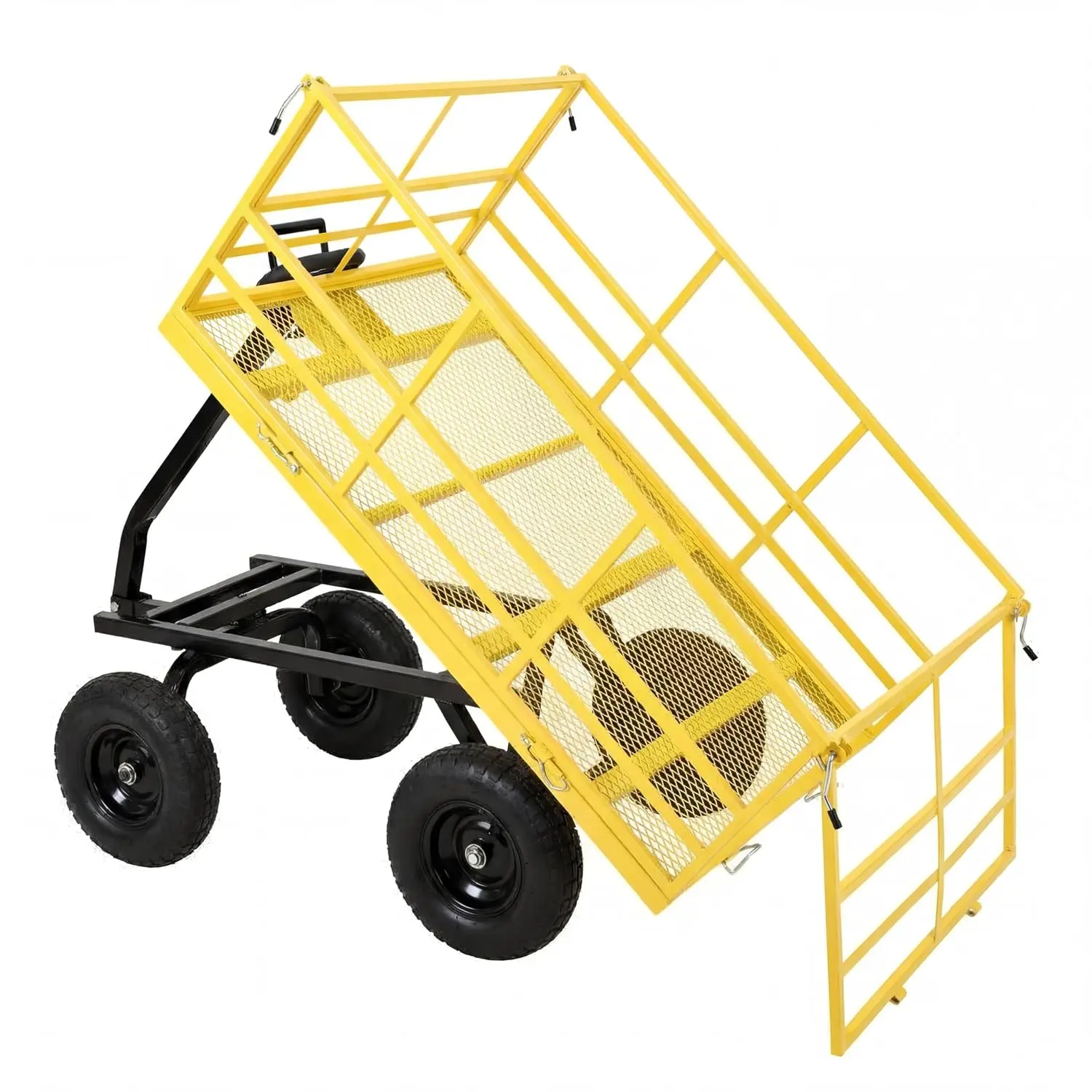 Steel Garden Cart 1500 lbs, All Terrain Tires & 3-in-1 Wagon Removable Sides,  Trailer for Lawn Backyard Firewood, Customized