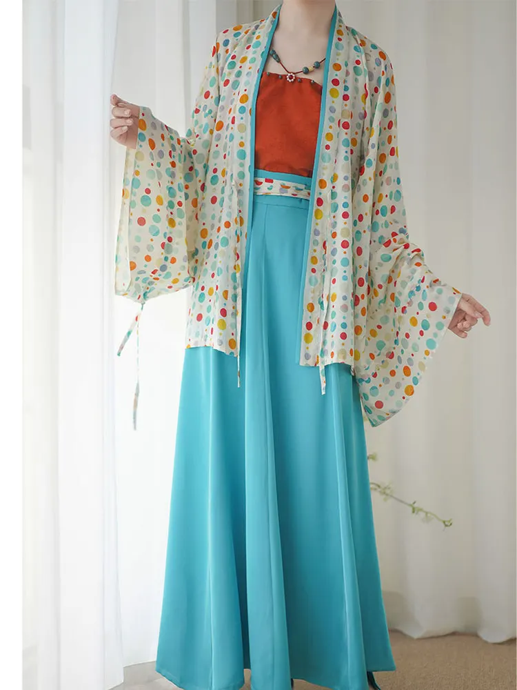 

Sweet Cotton Feel Print Hanfu Set Autumn Sle Wei Jin Nan Beichao Traditional Chinese Clothing Sweet Dopane Cute