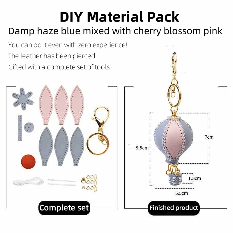 Neue Kreativität Heißluftballon Schlüsselanhänger DIY Bastelset für Anfänger, Buntes Leder DIY Taschenanhänger Herstellungsset für Bastelliebhaber – Detail 7