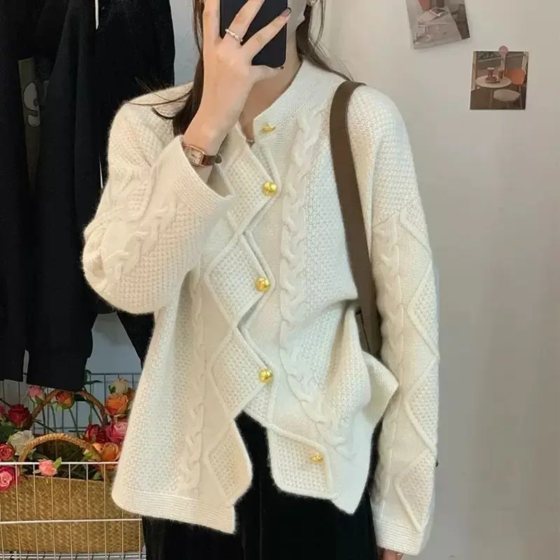 

Spring Autumn Cardigan Sweater Jacket Women 2023New Fashion Single-Breasted Slim Knitted Coat Female Casual Overcoat Ladies Tops