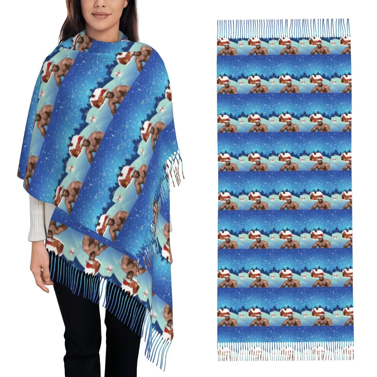 Barry Wood Christmas Scarf Tassel Scarves Women Soft Warm Shawls and Wraps Large Fall Winter Shawl Wrap