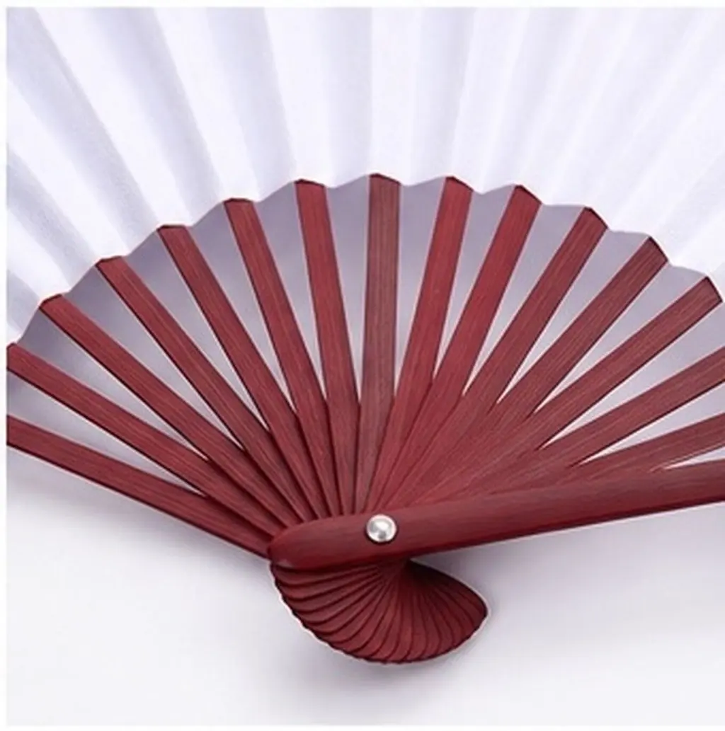 4Pcs Folding Hand Fan Blank Bamboo Handheld Silk Foldable Double-Sided Paintable for Wedding Party Favors Garden Decor DIY Art