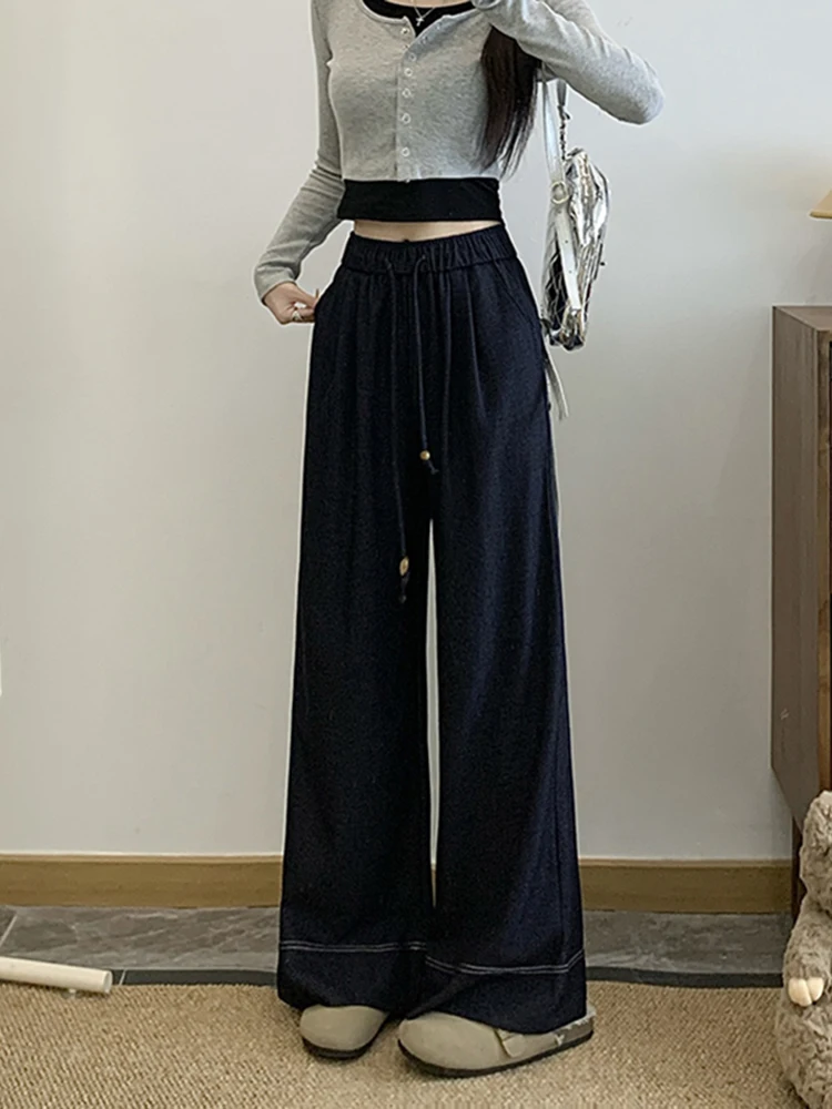 Pantaloni a Vita Alta e Gamba Larga Snellenti da Donna, Taglio Dritto Casual, Tinta Unita, Alla Moda, Autunno 2025, Nuovi, Versatili e Confortevoli...