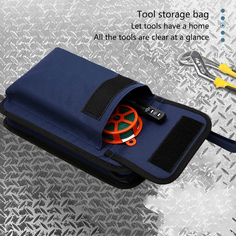 94PD Electrician Tool Pouch with Pocket Heavy-Duty Oxford Cloth Waterproof Small Storage Bag Zipper Closure Portable