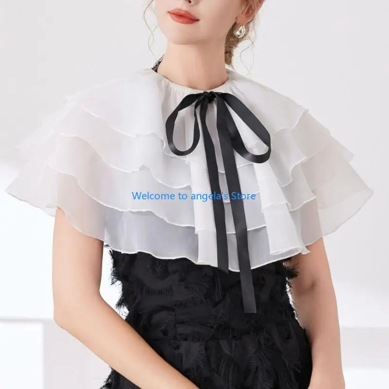 x4ycレイヤードボウノットフェイクカラーショルダーカバーオフィス女性のための多目的装飾カラーネックピースカジュアルフォーマルイベント