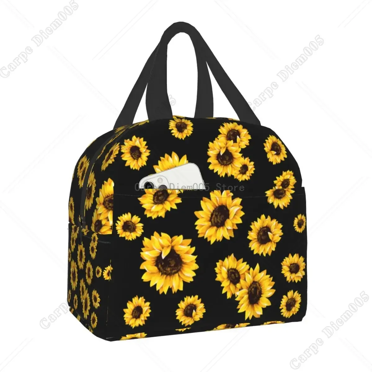 Flowers Sunflower Lunch Bag Women Cooler Thermal Insulated Daisy Floral Lunch Box for Kids School Portable Picnic Bags