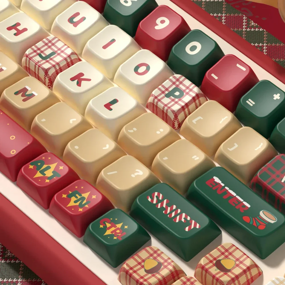 138/158 Keys Full Set Christmas Eve Theme Keycaps Cherry/MDA Profile PBT Keycaps Adapted to Mechanical Keyboards