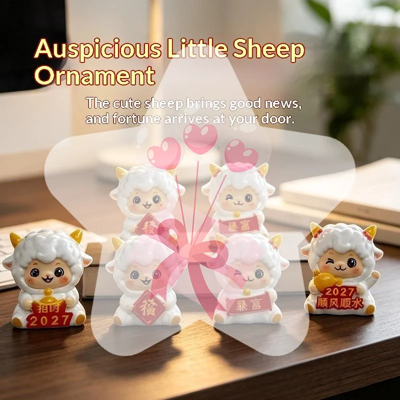 Cute Lucky Sheep Figurines 2027 Year Of Goat Decor Resin Adorable Design Home Desktop Ornament New Year Gift