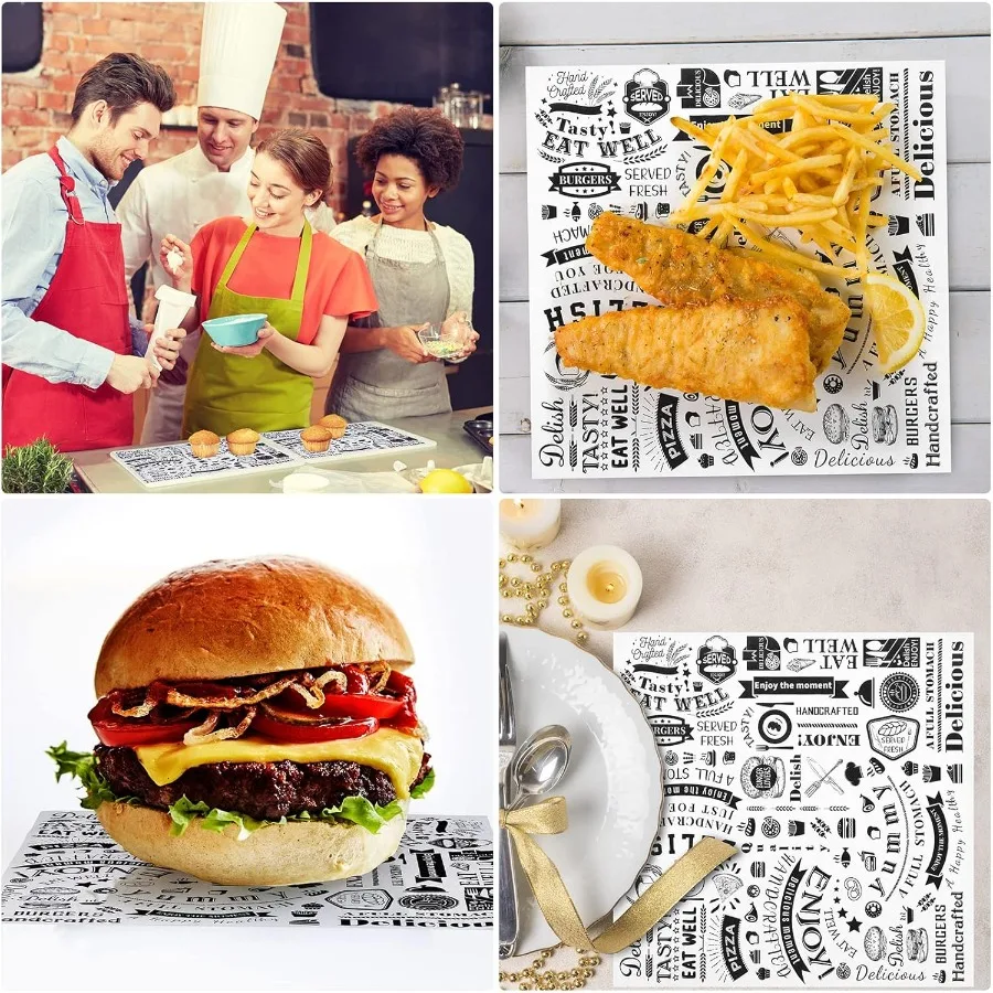 200 قطعة من أوراق الشمع ديلي 12 × 12 بوصة مربعة الشحوم مقاومة صينية سلة بطانات للأغذية الخبز مغلفة هوت دوج Sandwi