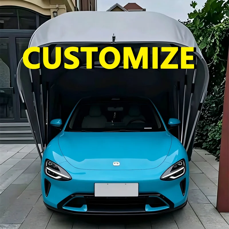 Any Size Custom Yard Fully Automatic Parking Canopy Tough Fabric Protective Outdoor Waterproof Sun Block Mobile Garage Shed