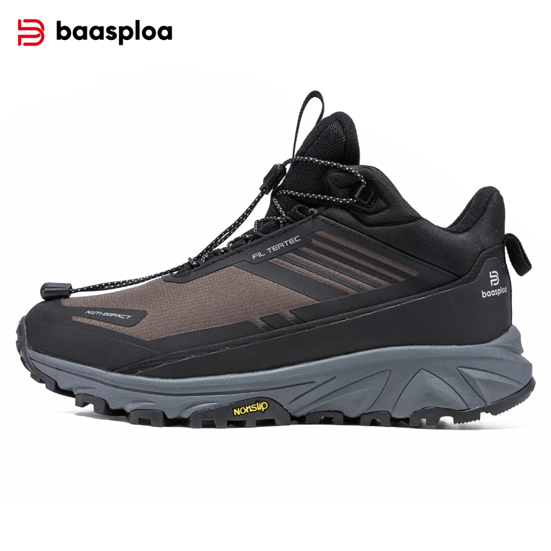 Baasploa Men Hiking Shoes Winter Comfort Plush Warm Outdoor Sneakers Men Waterproof Casual Sneakers Male Non-Slip Wear-Resistant