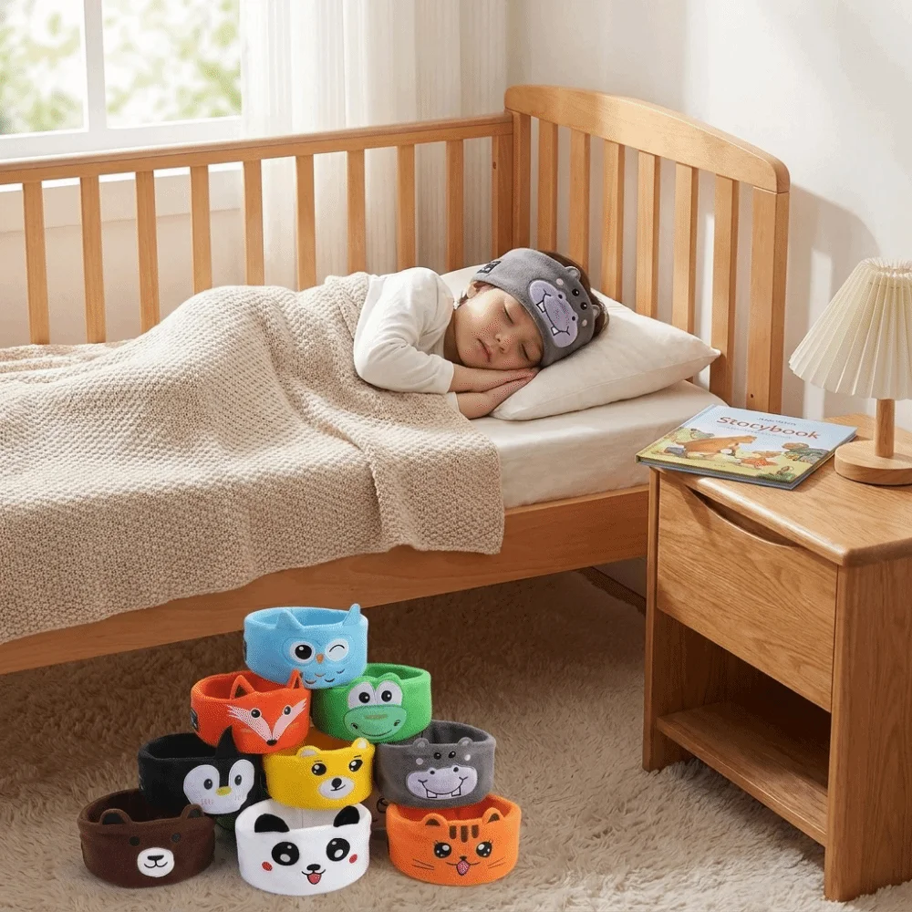 

Soft Plush Bluetooth Headphones Eye Mask Thin Speakers Volume Limited Children's Sleep Earphones Elastic Eye Mask
