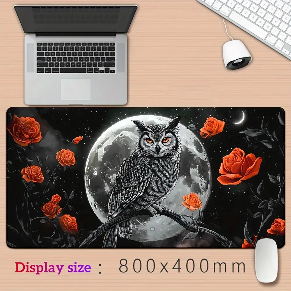 

The Owl and Red Rose Moon mouse pad is a high-quality computer accessory suitable for gamers and home use. It is washable
