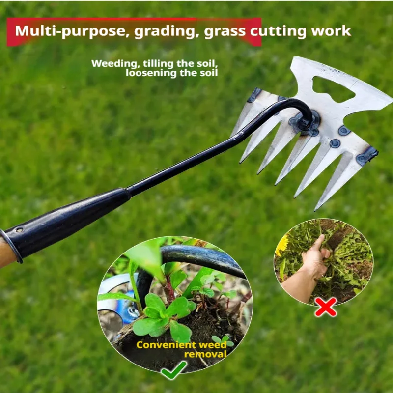 Gardening Weeding Tools Multi-tooth Handheld Rake Loosening Soil Weed Extractor for Farming Digging Wild Vegetables Hoe