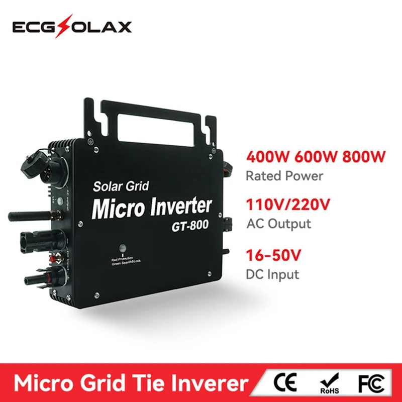 ecgsolax inversor solar micro grid tie com wi fi saida de onda senoidal pura 400w 600w 800w 110v 220v 01