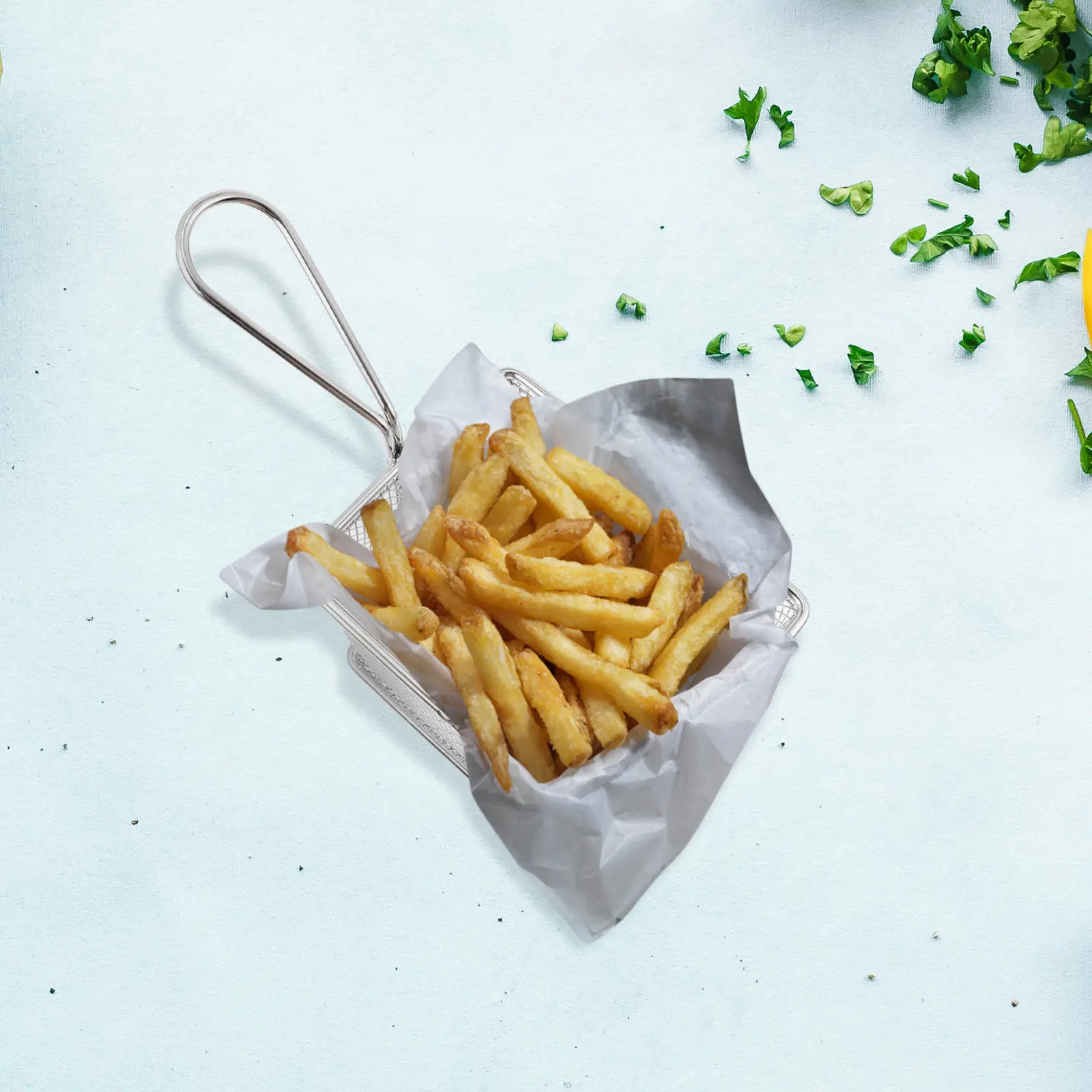 Stainless Steel Frying Basket Silver Kitchen Frying Basket for French Fries Chicken Wings Squid Rings Oil Drain Rapid Separation