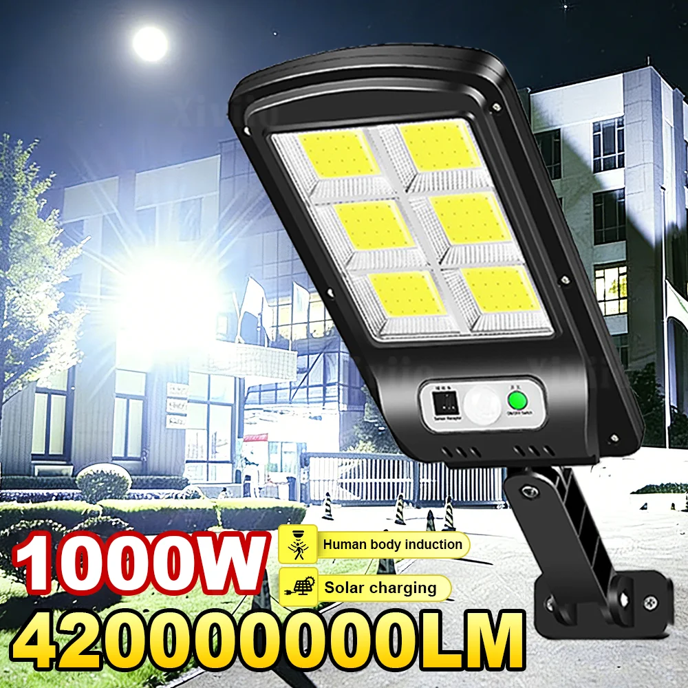 

Мощный уличный солнечный мини-светильник 1000 Вт, суперяркая солнечная лампа с датчиком от заката до рассвета и ИК-сенсором для двора и сада
