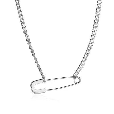 Simple Creative Pin Necklace Gold Silver Cold Wind Safety Pin Necklace High-end Design Clavicle Chain Pendent Necklace Female