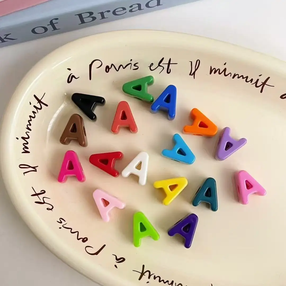 10pcs/lot Colorful English Letter Beads For Jewelry Making DIY Decoration Phone Chain Keyring Beadable Pen Hair Accessories
