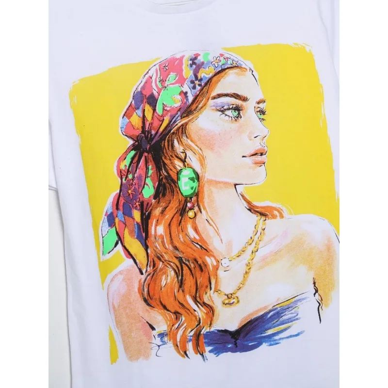 TRAF ZR T-shirts for Women Y2k Cotton O Neck Harajuku Vintage Short Sleeve Tee T Shirt for Women Stitch Blouse 2024 Female Tops