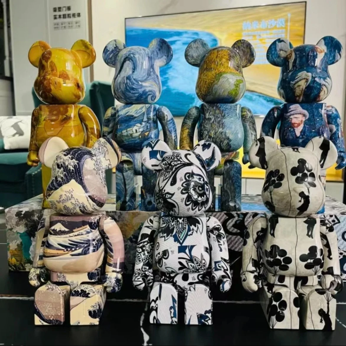 

Bearbrick 400% Starry Night Moon Surfing 28cm Height 11 Inch Home Decoration Doll Joints Can Turn Trendy Toy Ornaments