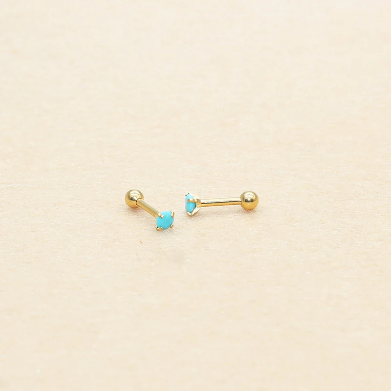 Neue, vergoldete Mini-Ohrringstifte aus Edelstahl, 3 mm, rund, mit einem 1,2 x 6 mm großen Stein, ideal für die Herstellung von Schmuck im DIY-Stil. – Detail 2