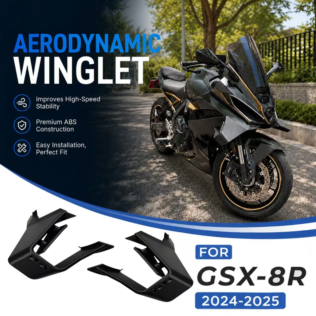 Motorcycle Downforce Naked Frontal Spoilers Winglet Aerodynamic Wing Front Spoiler Kit For GSX 8R 2024 GSX-8R 2025 GSX8R 2026