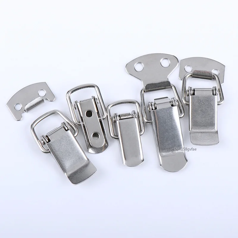 6 Set Stainless Steel Tension Lock Cap Lock Cabinet Boxes Spring Loaded Latch Catch Toggle Hasp Sliding Tool Part High Quality