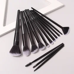 Professional 14Pcs Makeup Brushes Set Black Powder Eyeshadow Eyebrow Foundation Lip Blush Blending Cosmetic Tools