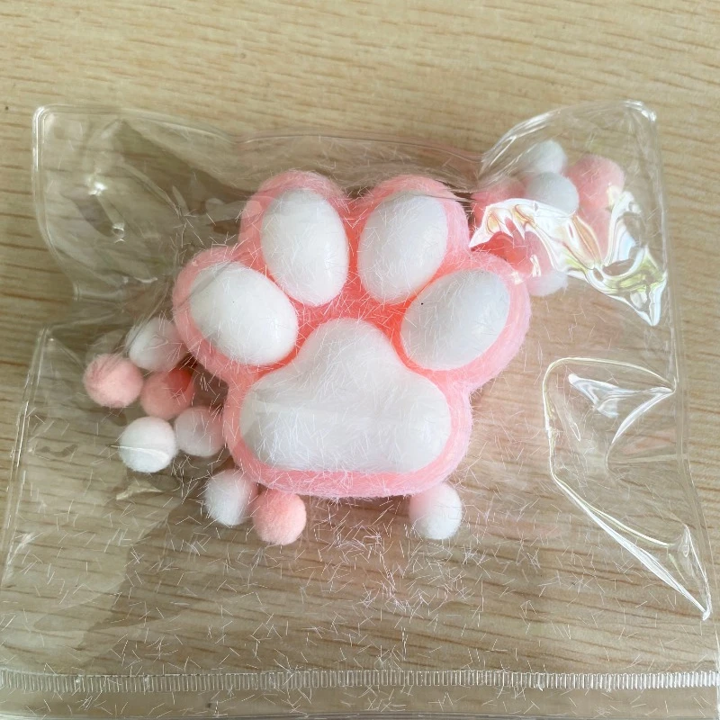 1Pcs Purple Plush Cat Claw Shaped Squeeze Toy Silicone Flocking Cat Claw Thicken Funny Decompression Slow Rebound Toy
