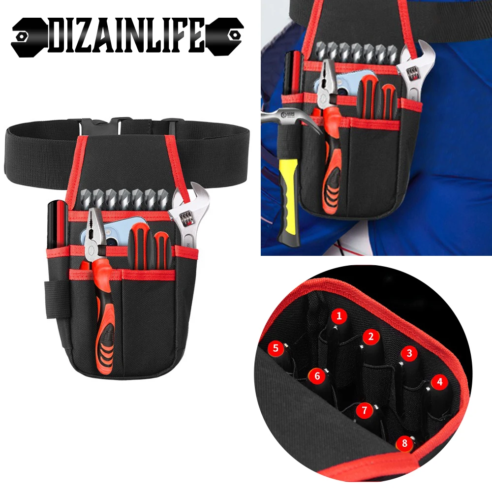 Multiple Pocket Tool Waist Pack Waterproof Holster Power Tool Electrician Toolkit Drill Waist Bag Screwdriver Hardware Organizer